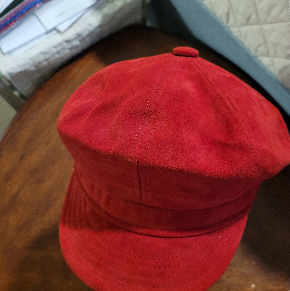 Newsboy Bakerboy Gatsby Cap Red Suede Medium - Picture 12 of 12